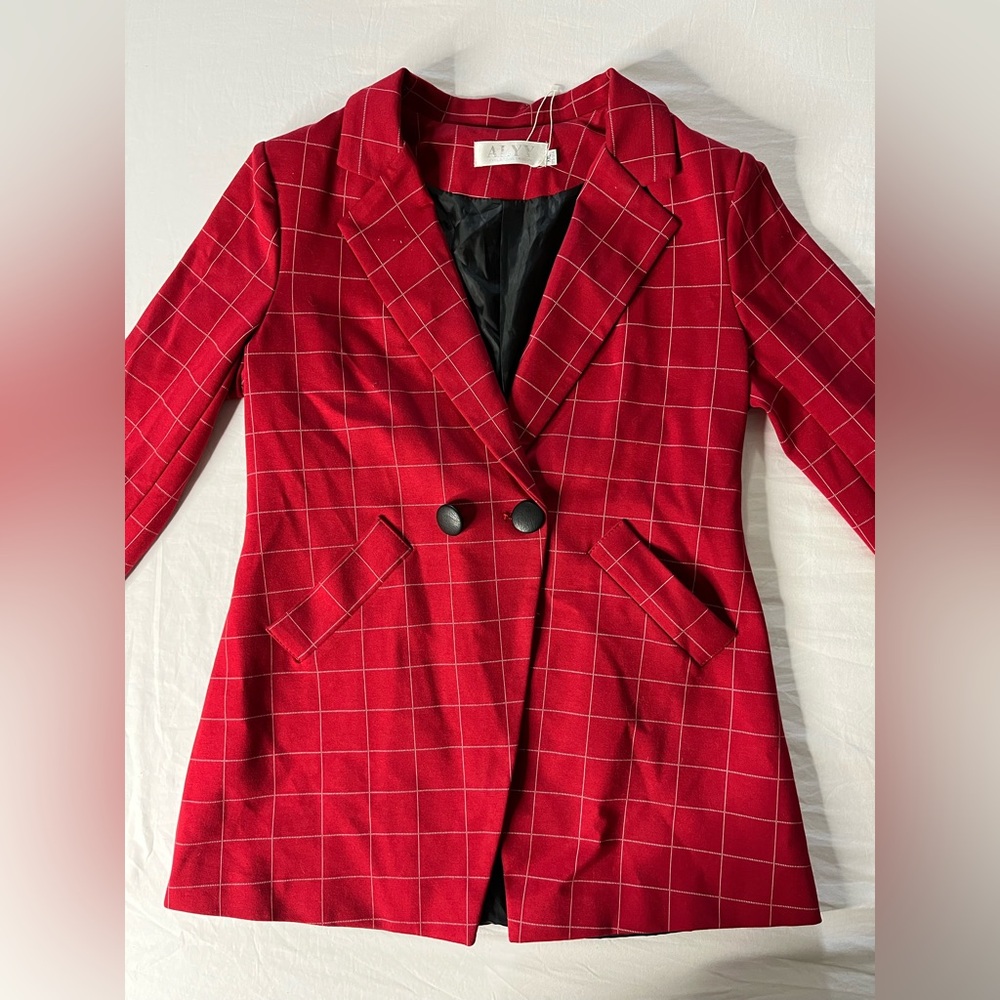 Women's Red Checkered Blazer